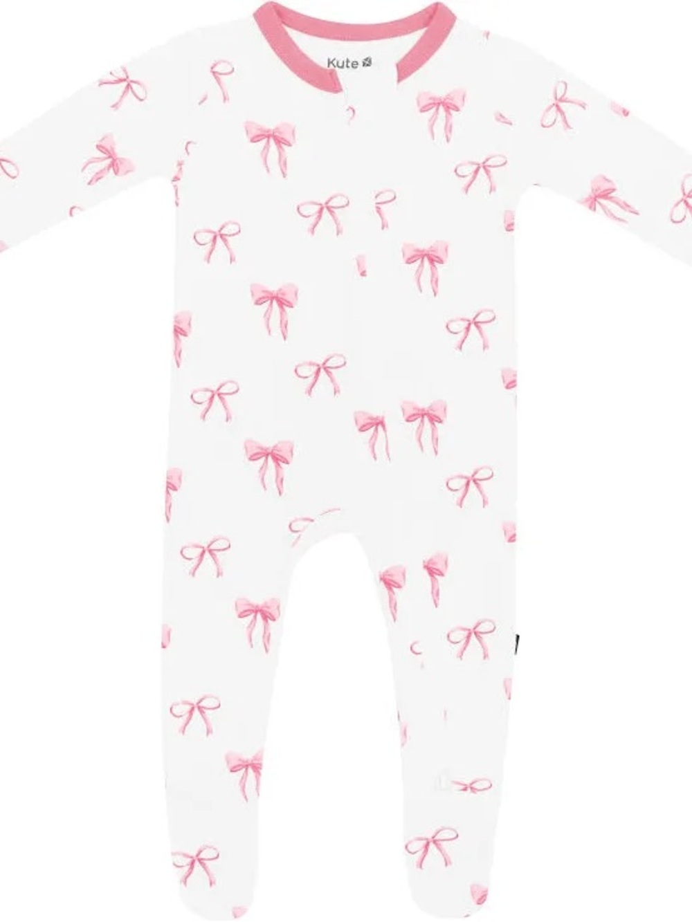 Kyte Baby Zippered Footie in Bow preemie bamboo stretch cozy